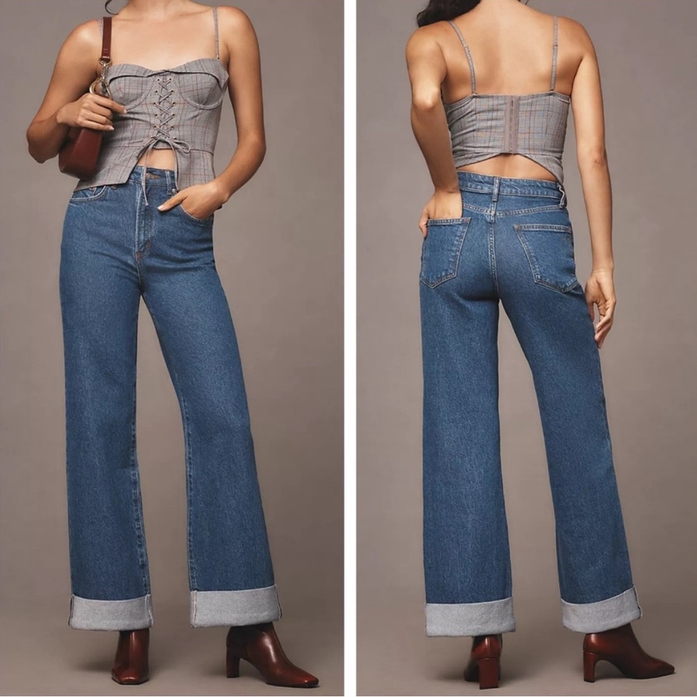 Pilcro wide leg cuffed jeans - austyn